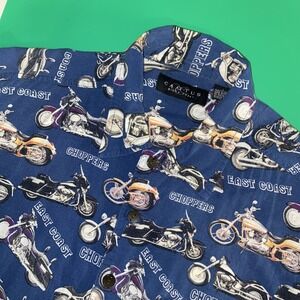Cactus Black Label Men's L Collared Short Sleeve Motorcycle Print Camp‎ Shirt